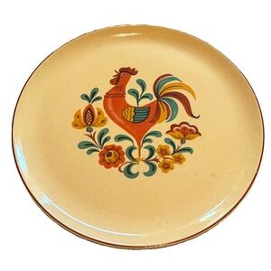 Folk Art Rooster Dinner plate 10.5"Farmhouse Country PennDutch Unmarked Vtg